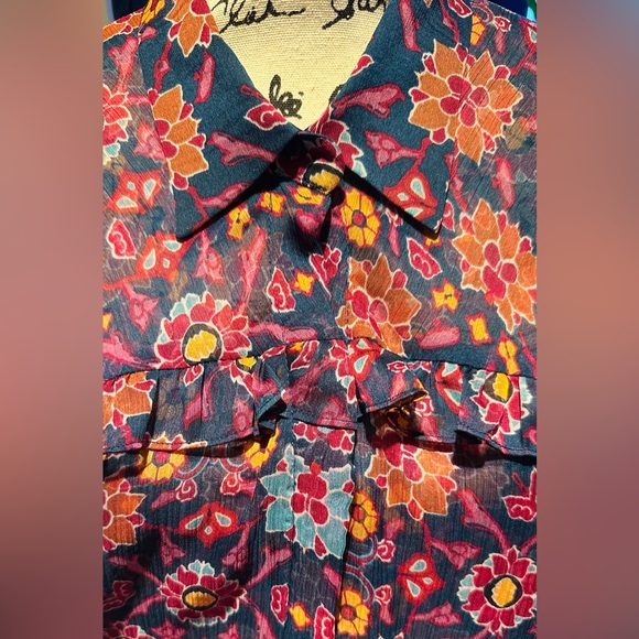 NWT Misa Los Angeles Vittoria Mini Dress Floral Ruffle  V-neck Size Large - Picture 6 of 9